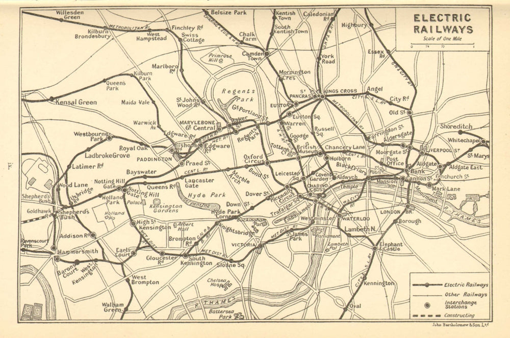 LONDON UNDERGROUND. Electric railways. Tube 1921 old antique map plan chart