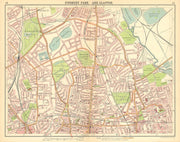 LONDON N.Finsbury Park Clapton Highbury Stamford Hill Dalston 1921 old map