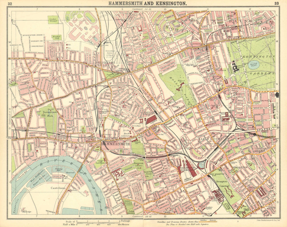 LONDON.Hammersmith Kensington Shepherds Bush Earls Court Notting Hill 1921 map