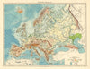EUROPE PHYSICAL. Relief Ocean depths Key mountains Plains. JOHNSTON 1899 map