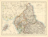 NORTHERN ENGLAND. Northumbs Durham Cumbs Westm N Yorks IOM. JOHNSTON 1899 map