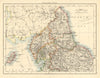 NORTHERN ENGLAND. Northumbs Durham Cumbs Westm N Yorks IOM. JOHNSTON 1899 map