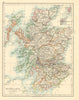 SCOTLAND. Counties. Undersea telegraph cables. JOHNSTON 1899 old antique map
