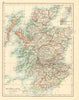 SCOTLAND. Counties. Undersea telegraph cables. JOHNSTON 1899 old antique map