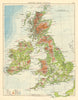 BRITISH ISLES RELIEF. Showing isotherms in January & July. JOHNSTON 1899 map