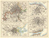 EUROPEAN CITIES. London Edinburgh Madrid Lisbon Dublin. JOHNSTON 1899 old map