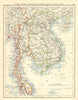 INDOCHINA.Siam with British & French spheres. Burma Cambodia Anam  1899 map