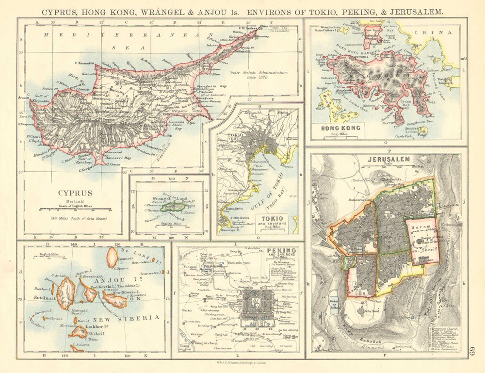 CYPRUS HONG KONG TOKYO PEKING JERUSALEM. City plans. Anzhu islands  1899 map