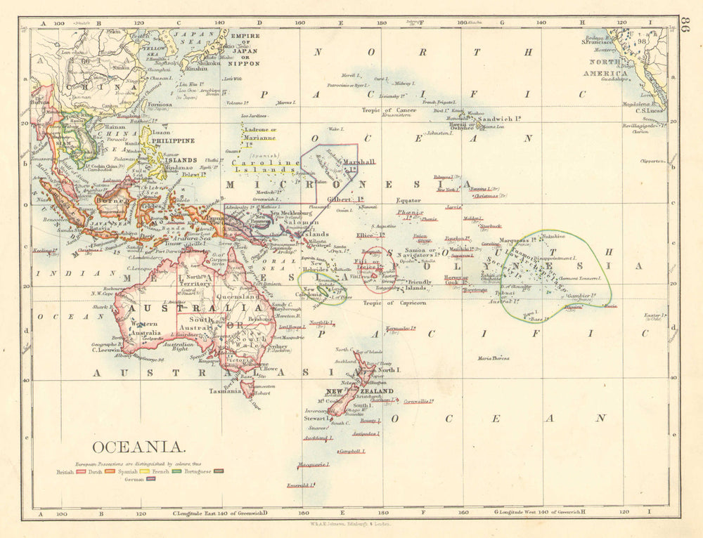 COLONIAL OCEANIA PACIFIC.British Dutch Spanish French German Port. 1899 map