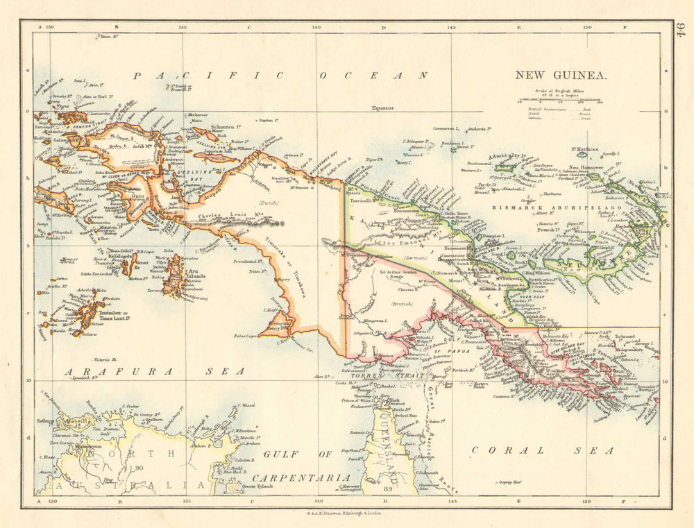 COLONIAL NEW GUINEA. Kaiser Wilhelm Land. British & Dutch New Guinea  1899 map