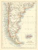 PATAGONIA. Southern Argentina & Chile. Falkland Islands. JOHNSTON 1899 old map