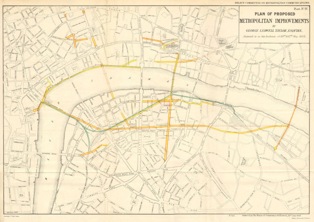 London road/rail plans.EMBANKMENT CHARING CROSS QUEEN VICTORIA STREET 1855 map