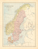 SCANDINAVIA. Sweden Norway Denmark Baltic. Railways. BARTHOLOMEW 1876 old map