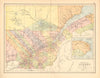 QUEBEC. St Lawrence. Counties. Railways. Canada. BARTHOLOMEW 1876 old map