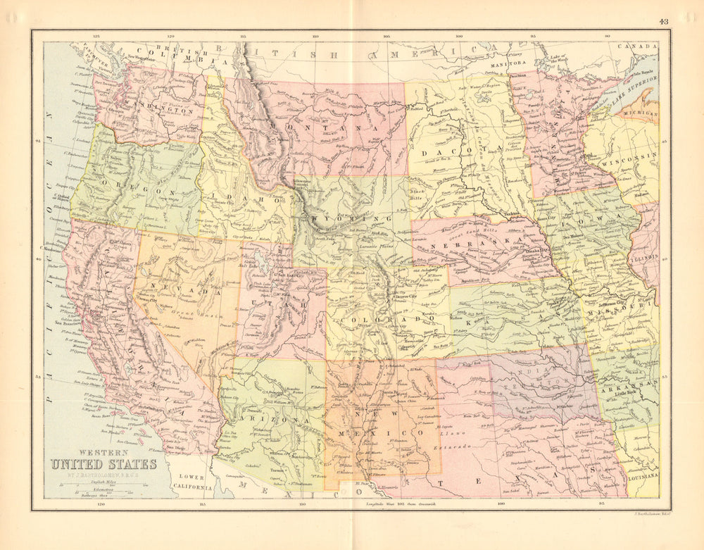 WESTERN USA. Pacific/Mountain states.Unified 'Dacota'.Indian territory 1876 map