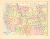 WESTERN USA. Pacific/Mountain states.Unified 'Dacota'.Indian territory 1876 map