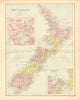 NEW ZEALAND. Showing 1870 provinces. Auckland environs. BARTHOLOMEW 1876 map