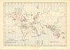 WORLD SHOWING EUROPEAN COLONISATION. British French Spanish Swedish &c 1876 map