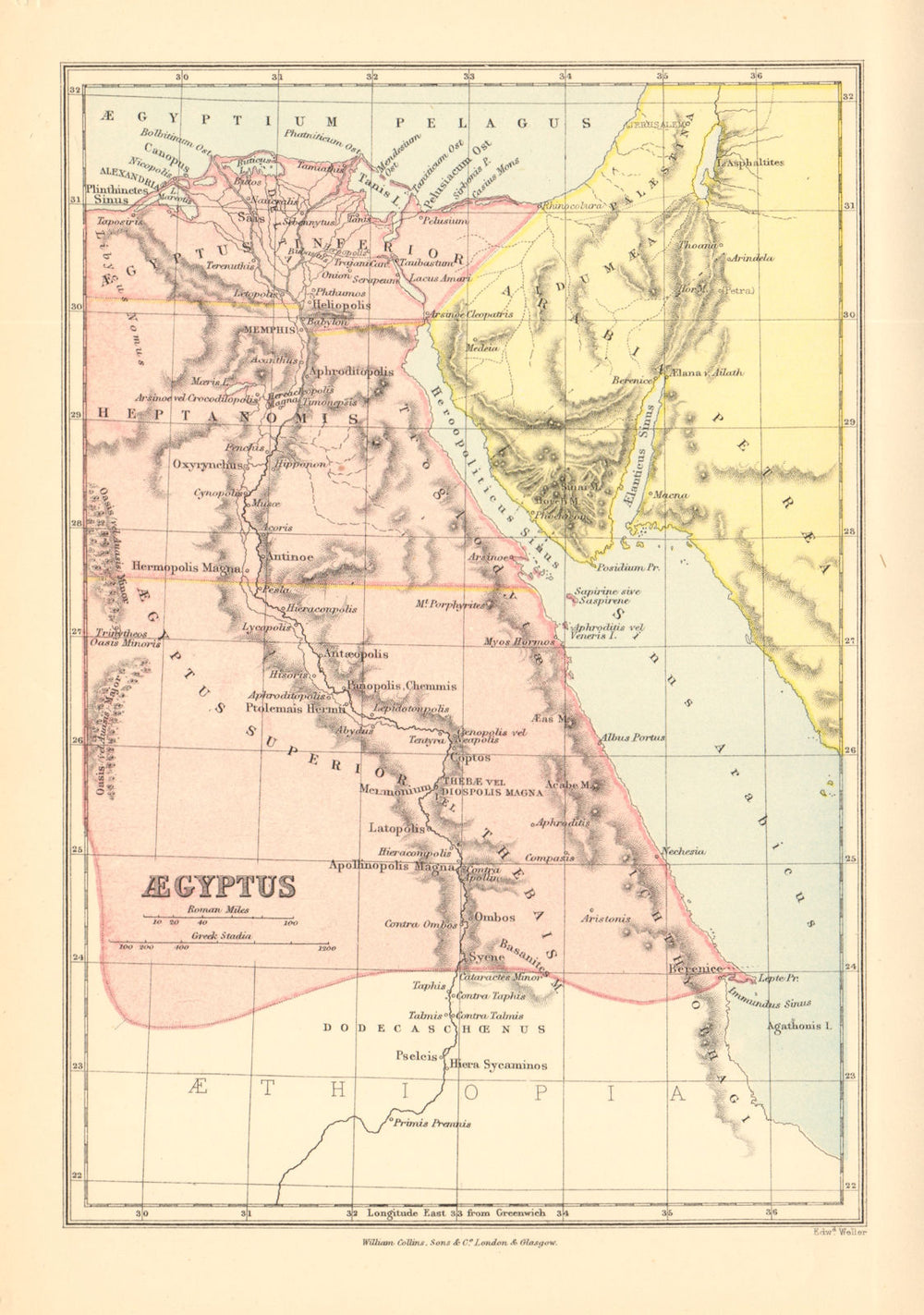 ANCIENT EGYPT. 'Aegyptus'. BARTHOLOMEW 1876 old antique vintage map plan chart