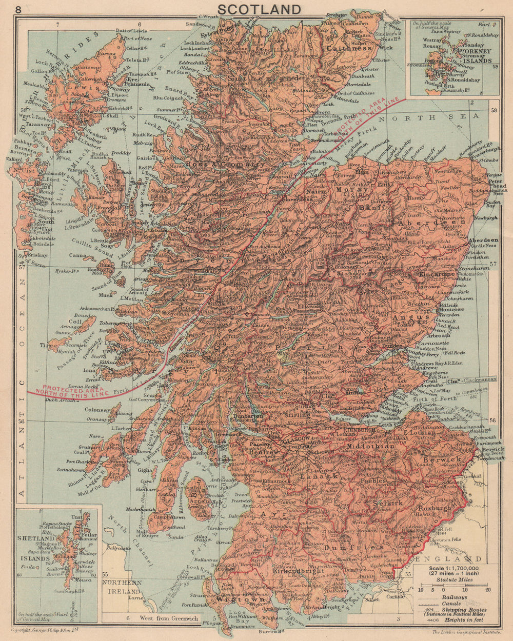 WORLD WAR 2. 1940 Scotland. Shows aliens protected area in Highlands 1940 map