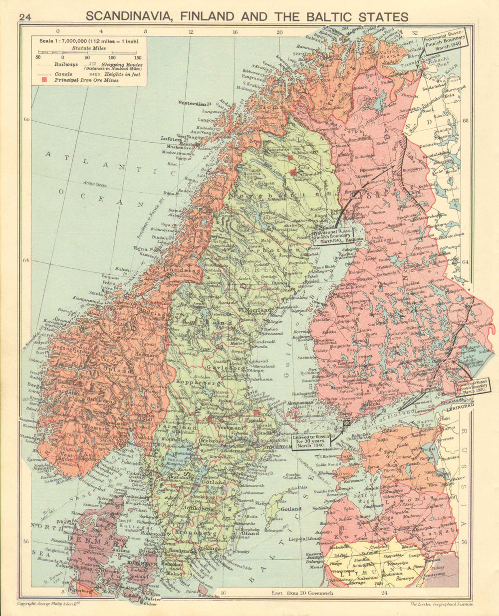 WORLD WAR TWO. Russo-Finland borders March 1940 post Winter War. Hango 1940 map