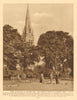 Stoke Newington. Bowling green at Clissold Park. Parish church 1926 print