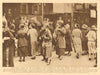 High Street Kensington show windows. Crowd of potential customers 1926 print