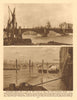 Southwark Bridge & mud flats at full ebb near Waterloo Bridge 1926 old print