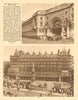 Waterloo Station entrance. Charing Cross station & hotel 1926 old print