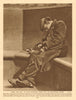Homeless person sleeping on Blackfriars Bridge 1926 old vintage print picture