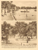 Hyde Park. Serpentine boating lake. Fountain beside Park Lane 1926 old print