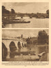Richmond Bridge from the Middlesex and Surrey sides 1926 old vintage print