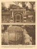 Gateway and ruined interior of Merton Priory 1926 old vintage print picture