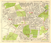 N LONDON. East Finchley Muswell Hill Highgate Crystal Palace. BACON 1928 map