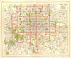 LONDON. Index map. Roads. BACON 1955 old vintage plan chart
