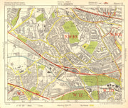 NW LONDON Willesden Harlesden Kensal Green Brentfield Park Royal.BACON 1955 map