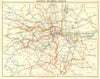 LONDON.Railways Postal Districts.Underground tube lines 1917 old antique map