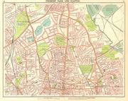 LONDON N.Finsbury Park Clapton Highbury Stamford Hill Dalston 1917 old map