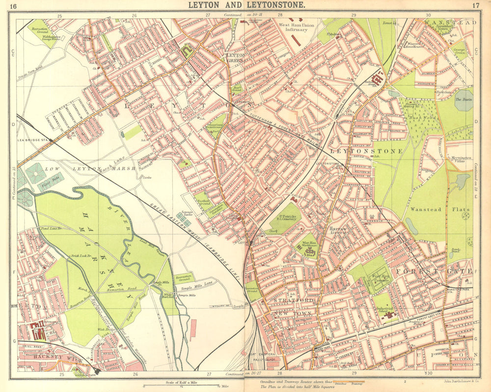 LONDON NE. Leyton Leytonstone Stratford Forest Gate Wanstead Hackney 1917 map