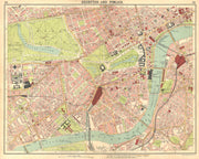 LONDON. Brompton Pimlico Mayfair Westminster Chelsea Lambeth West End 1917 map