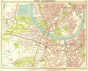 LONDON SW. Putney Wandsworth Fulham Barnes Parson's Green Roehampton 1917 map