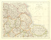 EAST ENGLAND. Lincs Norfolk Leics Notts Staffs Derbys Yorks.  JOHNSTON 1906 map