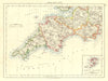 SOUTH WEST ENGLAND.Devon Cornwall Dorset Somerset.Telegraphs. JOHNSTON 1906 map