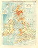 BRITISH ISLES RELIEF. Showing isotherms in January & July.  JOHNSTON 1906 map