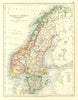 SCANDINAVIA. Sweden Norway.Railways Undersea telegraph cables. JOHNSTON 1906 map