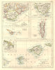 EUROPE.Balearic islands.Heligoland Gibraltar Andorra Riviera. JOHNSTON 1906 map