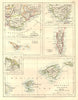 EUROPE.Balearic islands.Heligoland Gibraltar Andorra Riviera. JOHNSTON 1906 map