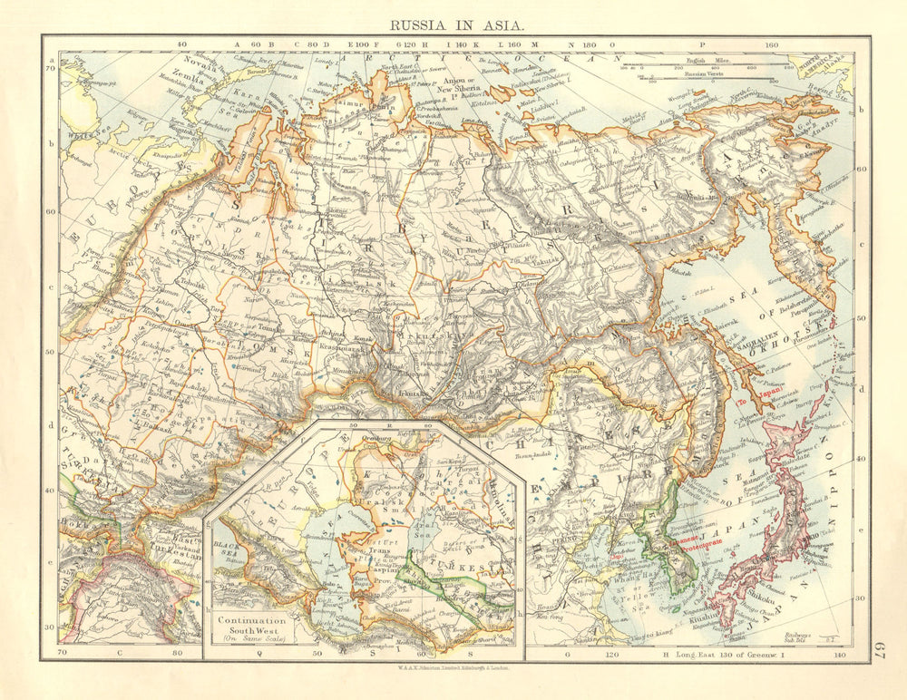 RUSSIA IN ASIA. Trans-Siberian railway. Korea Japanese protectorate 1906 map