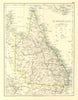QUEENSLAND. State map Brisbane Gold Coast Railways. Australia.  JOHNSTON 1906