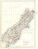 SOUTH ISLAND NEW ZEALAND. Showing counties. Telegraph cables.  JOHNSTON 1906 map